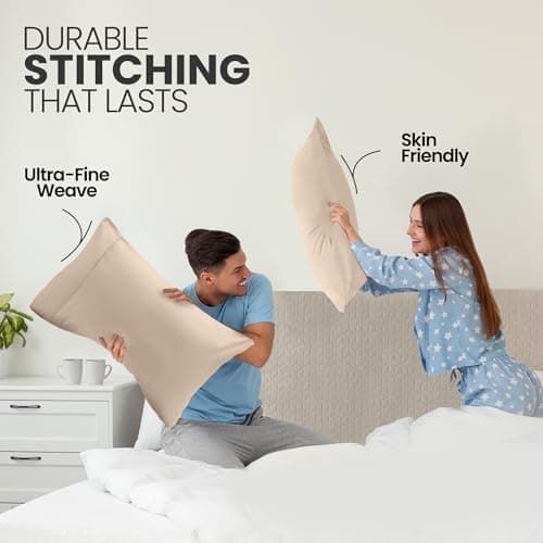 Utopia Bedding Standard Pillow Cases - 2 Pack - Envelope Closure - Soft Brushed Microfiber Fabric - Shrinkage and Fade Resistant Pillow Covers Standard Size 20 X 26 Inches (Standard, Beige) — view 3