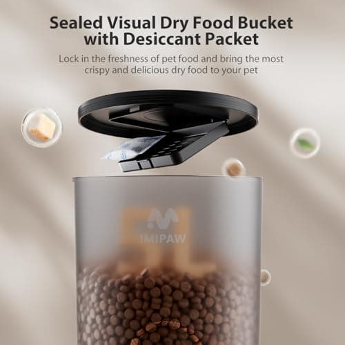IMIPAW Automatic Cat Feeders, 5L Large Capacity, Timed Feeding Dry Food, Dual Power Design, Programmable Portion Size, 1-6 Meals Per Day, with Desiccant Packet, Suitable for Small Pets Food Dispenser — view 6