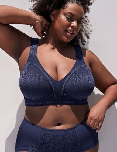 WingsLove Minimizer Non Padded Wire-Free Full Coverage Bras for Women Comfort Wide Straps Plus Size Everyday Bra,Blue Purple,42DD — view 5