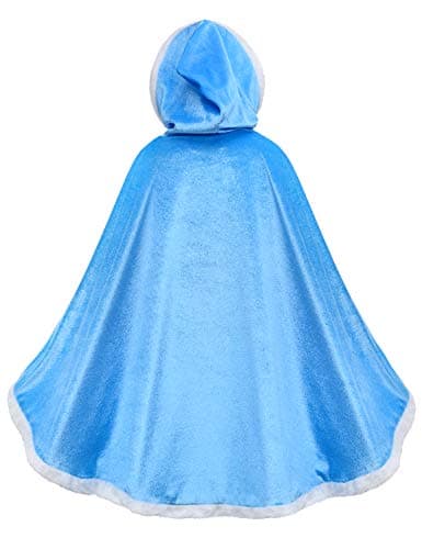 Party Chili Fur Princess Hooded Cape Cloaks Costume for Girls Dress Up Blue 4-5 Years(120cm) — view 3