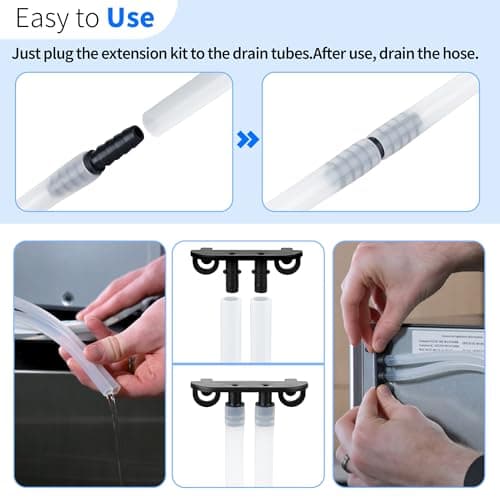 Ice Maker Drain Hose with Plug, Ice Maker Parts Compatible with GE Opal Nugget Ice Maker, 6.22 Feet 1/4'' ID Drain Hoses Extension with Stopper Cap Hanger Holder Clip — view 5