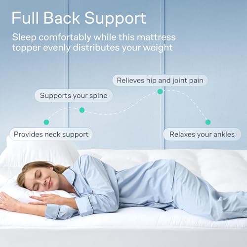 Cloud-Like Twin XL Mattress Topper - 100% Cotton Top Mattress Pad for Back Pain Relief - Breathable & Naturally Cooling for Hot Sleepers - Machine Washable — view 3