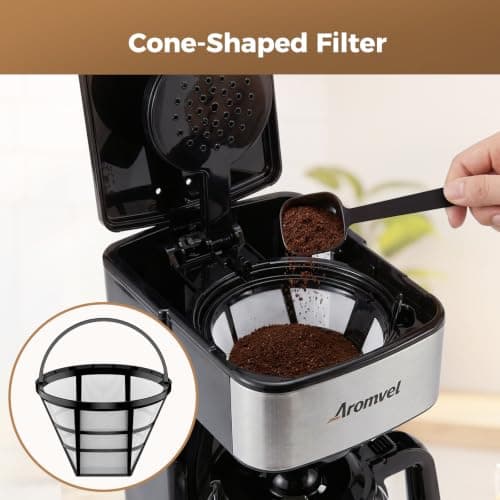 Aromvel 12 Cup Programmable Coffee Maker, 24-Hour Delay Brew, Drip Coffee — view 2