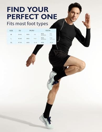 CLOSEMATE Men's Moisture-Wicking Cushioned Performance Socks Athletic Crew Socks for Basketball, Running, Gym Work, and Daily Activities 6 Pairs(3 Black 3 White, Size M) — view 7