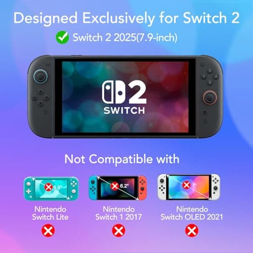 2-Pack Screen Protector Compatible with Nintendo Switch 2 [7.9 inch 2025], Tempered Glass, with Installation Frame, Bubble Free, HD-Clear, Anti-Scratch, Touch Sensitive, Full Coverage
