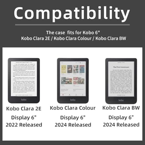 Clear Case for 6" Kobo Clara Colour 2024 & 6" Kobo Clara BW 2024 & 6" Kobo Clara 2E 2022 – Crystal Clear Soft TPU Flexible Cover, Anti-Yellowing & Slim Protective Shell, Black