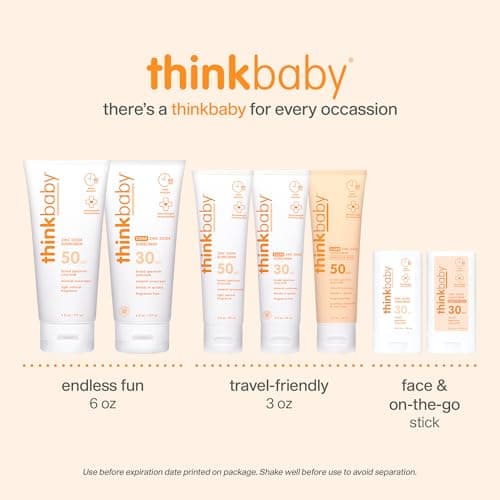 Thinkbaby Baby Sunscreen for Sensitive Skin, 3 Fl Oz, SPF 50 Clear Zinc Oxide Baby Mineral Sunscreen, Broad Spectrum UVA/UVB Protection, Natural, Water Resistant, Reef Safe, Vegan — view 7