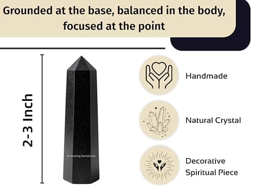 Amazing Gemstone Black Tourmaline Crystal Towers ~ Natural Healing Crystal Point Obelisk for Reiki Healing and Crystal Grid (2" to 3" INCH) — view 4