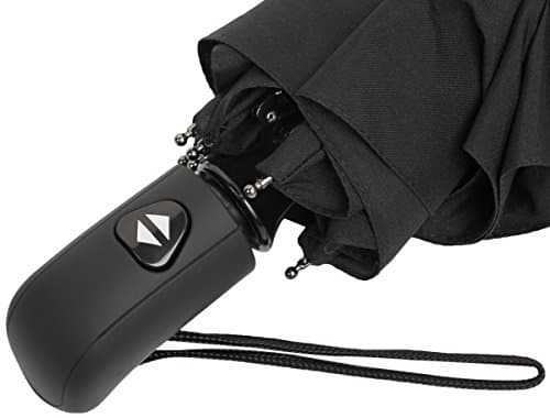 Amazon Basics Round Travel Umbrella for Rain, Compact Umbrella with Auto Open/Close, Strong Alloy Steel Frame, Compact Size for Backpacks/Handbags (11" Long When Closed), One Size, Black — view 4