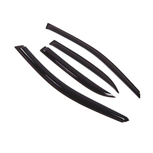 TuningPros Outside Mount Window Vent Visors Rain Guards Compatible with Mitsubishi Lancer 2001-2006 | Side Window Wind Deflectors Rain Shields | Black Tinted, 4 Pcs Set, BGWV-323