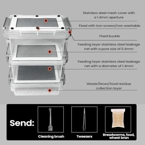 Live Mealworm Farm Breeding Kit, Clear Mealworm Feeding, Silkworm Feeding Container, for Pet Parents Animal Lovers Keepers Breeders Hobbyists Farmers School Home Farm Workshop — view 4