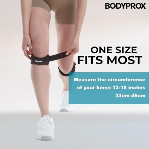 BODYPROX Patella Tendon Knee Strap 2 Pack, Knee Pain Relief Support Brace Hiking, Soccer, Basketball, Running, Jumpers Knee, Tennis, Tendonitis, Volleyball & Squats — view 2