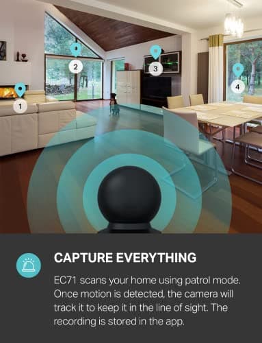 Kasa 1080p Indoor Pan/Tilt Wired Security Camera - Works as a Baby & Pet Monitor, Motion Detection & Tracking, 2-Way Audio, Night Vision, Subscription-Free Local Storage or Optional Cloud, EC71 — view 2