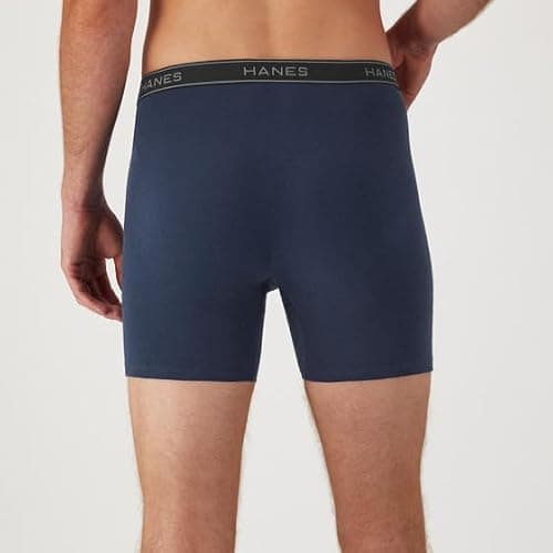 Hanes Men's Boxer Brief Underwear, Cotton Boxer Briefs, Moisture-Wicking, Assorted Solids, 12-Pack