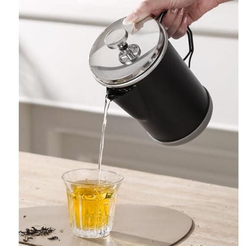 Aramox French Press Coffee Maker 304 Stainless Steel Coffee Press 1000ml 33.81oz 4 to 6 Cup Tea and Milk Froth Maker Portable for Camping Travel Office Home (Black) — view 3