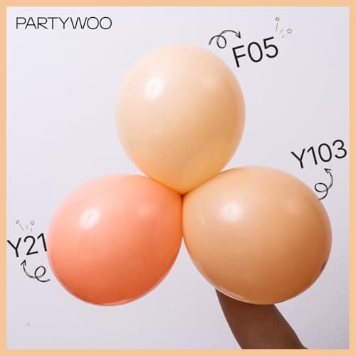PartyWoo Nude Balloons 50 pcs 12 Inch Beige Apricot Boho Neutral Latex Balloons for Wedding Baby Shower Gender Reveal Graduation Birthday Party Decorations Apricot-F05 — view 4
