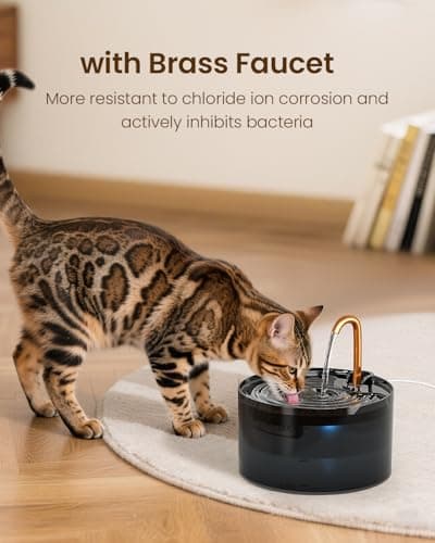 MISFANS Cat Water Fountain, 71oz/2.1L Cat Fountain, Automatic Pet Water Fountain with Ultra-Quiet Pump, Dog Drinking Fountains with 1 Filter & 1 Sponge,Water Dispenser Indoor-Suitable Multiple Pets
