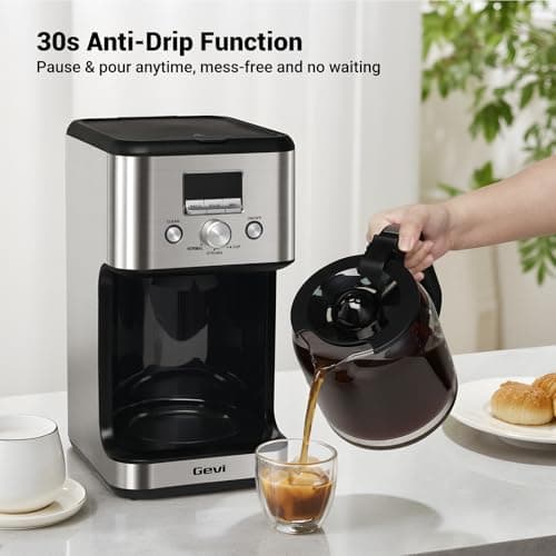 Gevi 14-Cup Drip Coffee Maker, Strong Brew, Glass Carafe, 2H Warm Silver — view 6