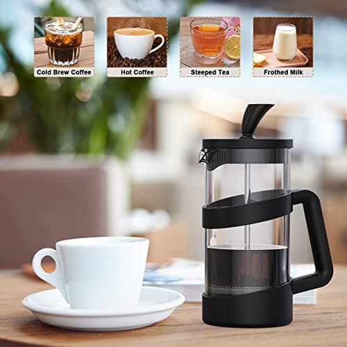 RAINBEAN Mini French Press Coffee Maker, 12 oz, Camping Coffee Press Pot, Small French Press, Tea and Frothed Milk Press (Black, 12 oz) — view 4