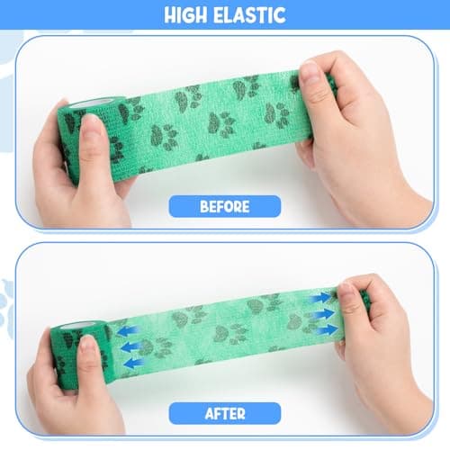 Self Adhesive Bandage Wrap, 9 Rolls Non-Woven Cohesive Vet Wrap Tape Elastic Bandage for Dogs and Pets, Breathable Gauze Tape for Sports, Wrist, Ankle Sprain & Joint Support(5cm) — view 3