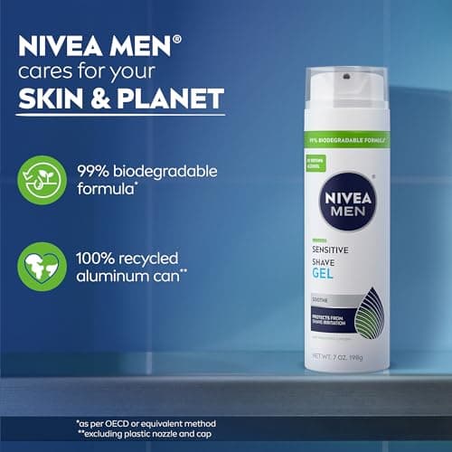 NIVEA MEN Sensitive Shave Gel, Shaving Gel for Men with Sensitive Skin, Enriched with VitaminPro Complex, 7 Oz Can, Pack of 3 — view 9