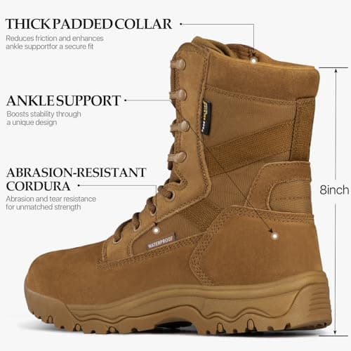 FREE SOLDIER Men's Tactical Boots 8 Inches Lightweight Combat Boots Durable Suede Leather Military Work Boots Desert Boots — view 4