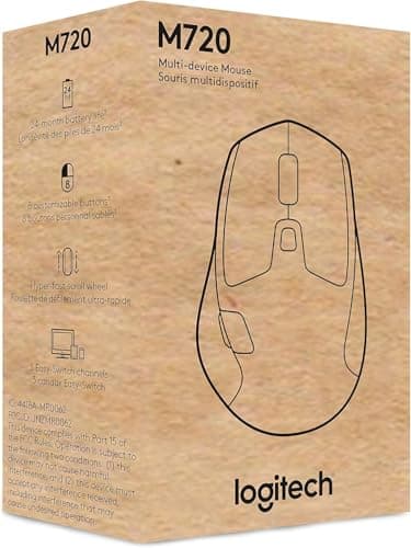 Logitech M720 Triathlon Multi-Device Wireless Mouse, Bluetooth, USB Unifying Receiver, 1000 DPI, 6 Programmable Buttons, 2-Year Battery, Compatible with Laptop, PC, Mac, iPadOS - Black — view 11