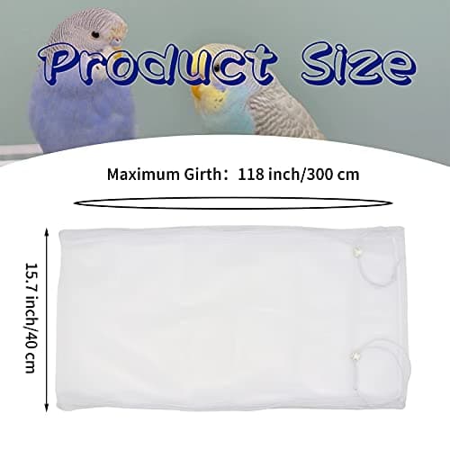 Large Bird Cage Cover, Daoeny Bird Cage Seed Catcher, Adjustable Soft Airy Nylon Mesh Net, Birdcage Cover Skirt Seed Guard for Parrot Parakeet Macaw African Round Square Cages (White) — view 2