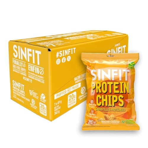SinFit Protein Chips, 20g Protein/Bag, 50g-Bag, High Fiber, Low Carb, Gluten Free,7/box (7 Bags, Nacho Cheese) — view 4