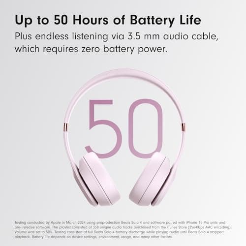 Beats Solo 4 - Wireless On-Ear Bluetooth Headphones, Up to 50-Hour Battery Life, Ultra-Lightweight Comfort, Powerful and Balanced Sound, Apple & Android Compatible - Cloud Pink — view 4