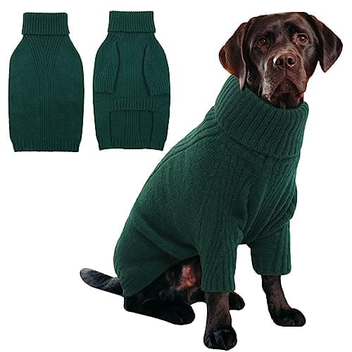 IECOii XXXL Dog Sweater,Warm Dog Sweaters for Extra Large Dogs Girl Boy,Stretchy & Cozy,Turtleneck Knitted Pullover for Pet Wear On Christmas,Easy On Doggy Sweatshirt for Labrador (Green,XXXL)