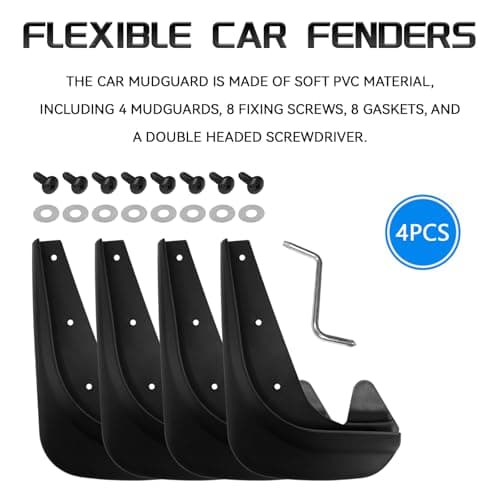 CCNU 4PCS Car Mud Flaps Splash Guards No Drilling Mudguards Front Rear Fender Guards Wheel Tire Mud Splash Protection Universal Fit Sedan SUV Truck Pickup Heavy Duty Automotive Replacement Accessories — view 3