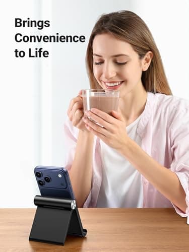 UGREEN Cell Phone Stand Holder for Desk Adjustable Compatible with iPhone 13 12 Pro Max 11 SE XS XR 8 Plus 6 7 Samsung Galaxy Note20 S20 S10 S9 S8 Cellphone Mobile Phone Holder Foldable Black — view 8
