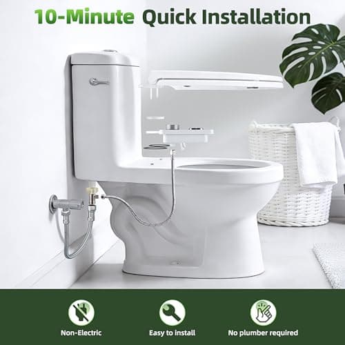 SAMODRA Bidet Attachment - Non-Electric Cold Water Bidet Toilet Seat Attachment with Pressure Controls,Retractable Self-Cleaning Dual Nozzles for Frontal & Rear Wash - Black — view 4