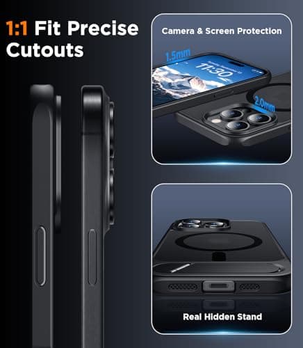 Temdan Magnetic Compatible with iPhone 15 Pro Max Case, [Built-in Invisible Kickstand][Compatible with MagSafe] [Military Grade Shockproof] Slim Translucent Matte Phone Case for iPhone 15 Pro Max 6.7" — view 5