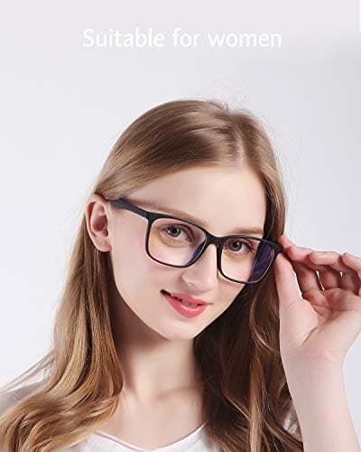 ANRRI Blue Light Blocking Glasses for Computer Use, Anti Eyestrain Lens Lightweight Frame Eyeglasses, Black, Men/Women — view 2