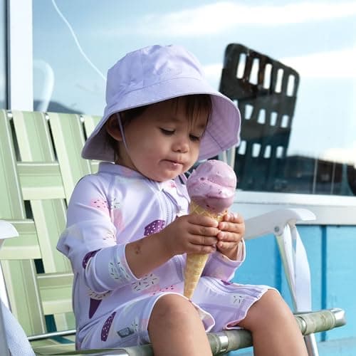 Jan & Jul Toddler Girl Beach Sun-Hat with Adjustable Strap (L: 2-5 Years, Lavender) — view 3