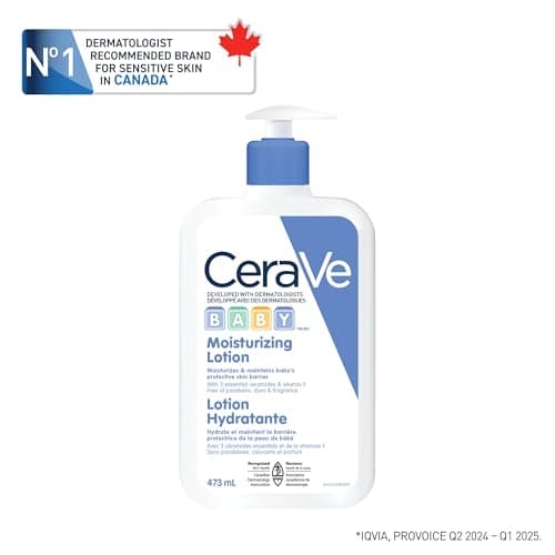 CeraVe BABY Moisturizing Lotion, Gentle Skin Care for Face & Body with Ceramides, Hyaluronic Acid, Niacinamide & Vitamin E. Fragrance-Free, Paraben-Free, Dye-free. Sensitive skin, non-greasy, 473ML — view 2