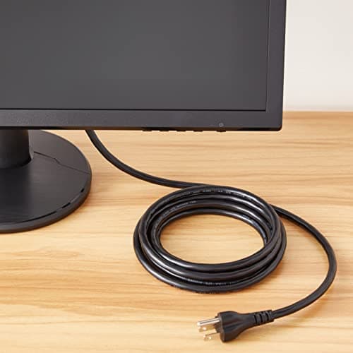 Amazon Basics Replacement Power Cord for Computer, Monitor, TV, Printer, PC, 3 Prong, 18 AWG, 125 Volts, 10 Feet, Black — view 5