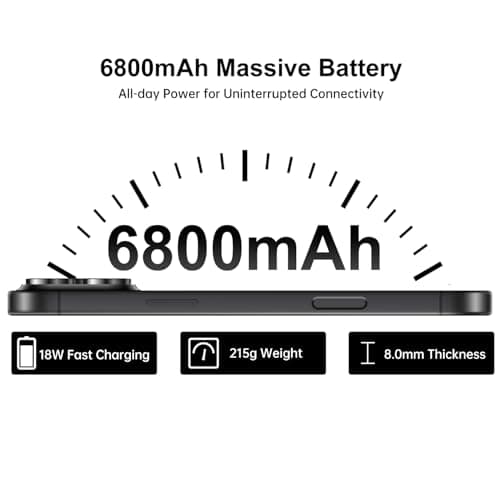 16PROMA X Unlocked Smartphone 6.9" HD Screen 6+256GB Smartphone with 128G Memory Card New System 6800mAh Long Battery Dual SIM/Fingerprint Lock/Face ID/GPS (Black)