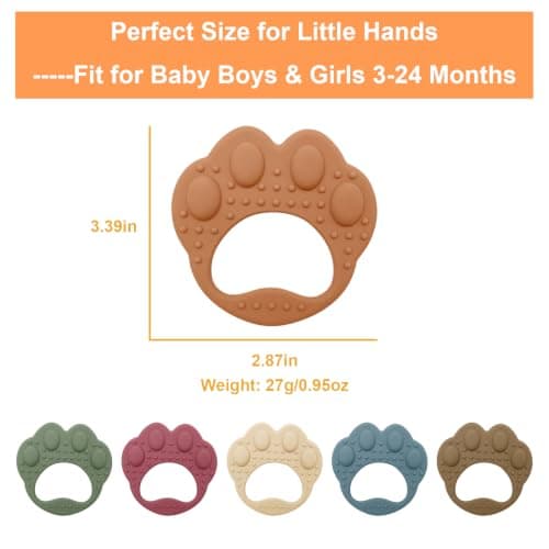 3 Pack Teether Baby Infant Toys, Silicone Teether Ring Toys for Babies — view 2