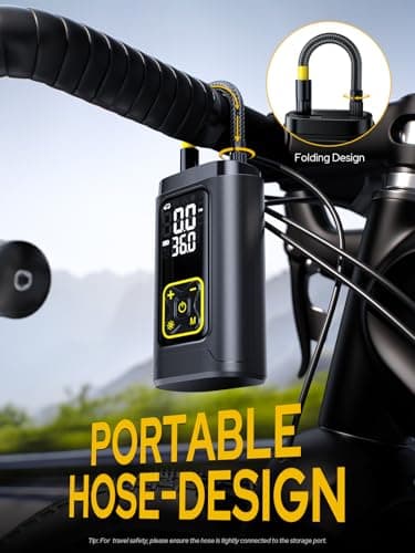 WarWolf 150PSI Tire Inflator Portable Air Compressor- 3X Fast Air Pump with Auto Shut-Off,Digital Gauge,LED Light,Cordless Electric Tire Pump for Cars,Motorcycle,Bike and Ball — view 6