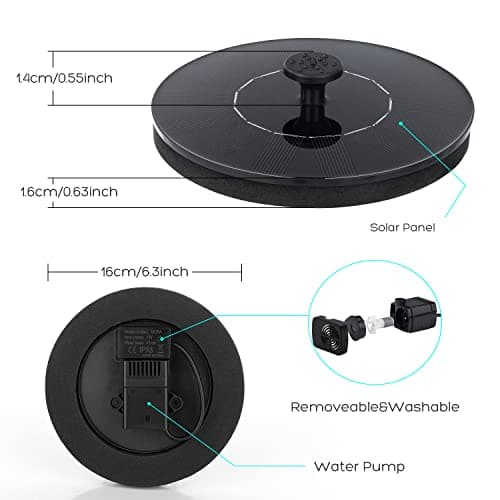 Mademax 1W Solar Bird Bath Fountain Pump, Solar Fountain, Free Standing Floating Solar Powered Water Fountain Pump for Bird Bath, Garden, Pond, Pool, Outdoor — view 5