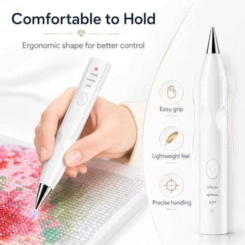 TUCEVSX Electric Diamond Painting Pen Kit, Cordless USB-C Rechargeable Diamond Art Tool with Vacuum Pickup, No Wax, 3 Suction Levels, Interchangeable Tips, Low Noise for DIY Craft Lovers.(White) — view 5