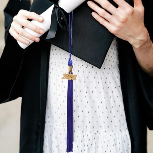 MAGICLULU 10pcs 2026 Graduation Tassels with Gold Year Pendant - Blue Academic Hat Fringe for Senior Ceremony, Polyester Cap Accessories for High School College University — view 2