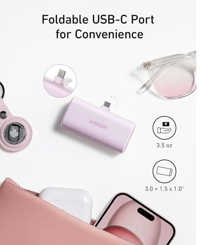 Anker Portable Charger, Nano Power Bank with Built-in USB C Connector, 5,000mAh Portable Charger 22.5W, for iPhone 17/16/15 Series, Samsung S22/23 Series, iPad Pro/Air, AirPods, and More — view 2