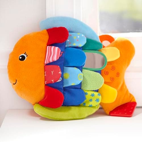 Melissa & Doug K’s Kids, Flip Fish Stuffed Animal, Soft Baby Book, Multi-Textured Squeaking & Crinkling Infant Sensory Toys for Babies with Baby Mirror, Tummy Time Toys for Infants Ages 0–9 Months — view 9