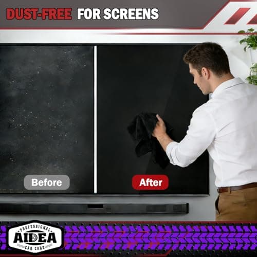 AIDEA Microfiber Cleaning Cloth Black 20PK, Microfiber Towels for Cars, Premium Car Cloth, Dusting Cloth Lint Free Cleaning Rags for SUVs, House, Kitchen, Window, Workshops,12×12" — view 5