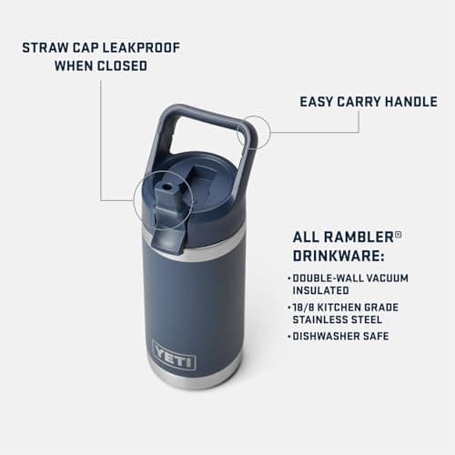 YETI Rambler Jr. 12 oz Kids Bottle, with Straw Cap, Tropical Pink