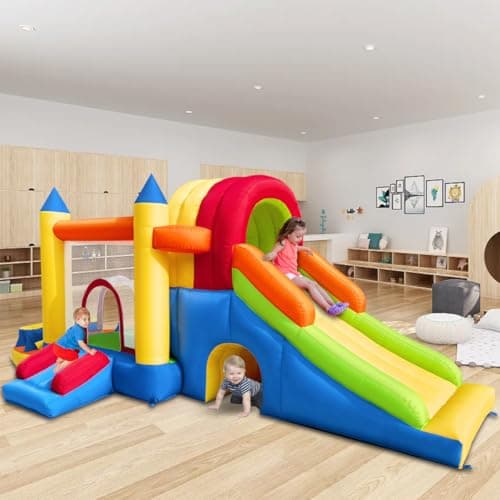 Hongcoral 8 in 1 Bounce House for Kids with Long & Wide Slide, Large Climbing Wall and Ball Pit (Water Pool) - Backyard Inflatable Playground - Extra Small Slide, Tunnel Adventure and Soccer Goal — view 5